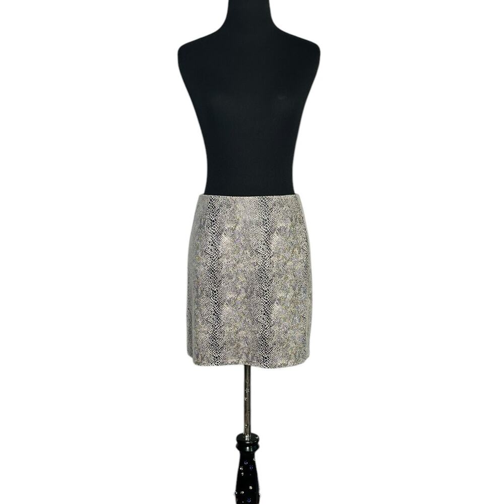 She + Sky black white snake print mini skirt size Small